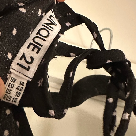 Unique21 Frill Backless Mini Dress Polka Dot Open Back Black & White Dress - Picture 6 of 9